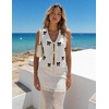 image:imageZESICA Womens 2026 Summer Tie Front Sweater Vest TopGrey Apricot