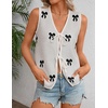 image:imageZESICA Womens 2026 Summer Tie Front Sweater Vest TopGrey Apricot
