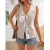 image:imageZESICA Womens 2026 Summer Tie Front Sweater Vest TopKhaki