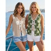 image:imageZESICA Womens 2026 Summer Tie Front Sweater Vest TopKhaki