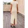 image:imageZESICA Womens Bodycon Knit Short Sleeve Sweater Maxi DressApricot