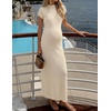 image:imageZESICA Womens Bodycon Knit Short Sleeve Sweater Maxi DressApricot