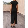 image:imageZESICA Womens Bodycon Knit Short Sleeve Sweater Maxi DressBlack