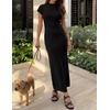 image:imageZESICA Womens Bodycon Knit Short Sleeve Sweater Maxi DressBlack