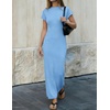 image:imageZESICA Womens Bodycon Knit Short Sleeve Sweater Maxi DressBlue