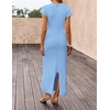 image:imageZESICA Womens Bodycon Knit Short Sleeve Sweater Maxi DressBlue