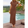 image:imageZESICA Womens Bodycon Knit Short Sleeve Sweater Maxi DressBrown