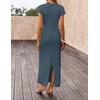 image:imageZESICA Womens Bodycon Knit Short Sleeve Sweater Maxi DressDusty Blue
