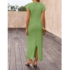 image:imageZESICA Womens Bodycon Knit Short Sleeve Sweater Maxi DressGreen
