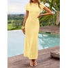 image:imageZESICA Womens Bodycon Knit Short Sleeve Sweater Maxi DressLight Yellow