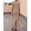image:imageZESICA Womens Bodycon Knit Short Sleeve Sweater Maxi DressMocha