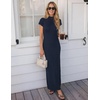 image:imageZESICA Womens Bodycon Knit Short Sleeve Sweater Maxi DressNavy