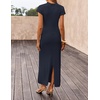 image:imageZESICA Womens Bodycon Knit Short Sleeve Sweater Maxi DressNavy