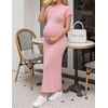 image:imageZESICA Womens Bodycon Knit Short Sleeve Sweater Maxi DressPink