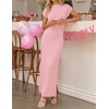 image:imageZESICA Womens Bodycon Knit Short Sleeve Sweater Maxi DressPink