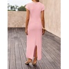 image:imageZESICA Womens Bodycon Knit Short Sleeve Sweater Maxi DressPink