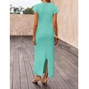 image:imageZESICA Womens Bodycon Knit Short Sleeve Sweater Maxi DressSage