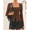 image:imageZESICA Womens Business Casual Fitted Blazers Office OutfitsBrown