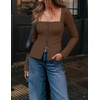 image:imageZESICA Womens Business Casual Fitted Blazers Office OutfitsBrown