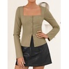 image:imageZESICA Womens Business Casual Fitted Blazers Office OutfitsKhaki