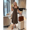 image:imageZESICA Womens Elegant Pleated Wedding Guest Midi Sweater DressBrown