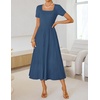 image:imageZESICA Womens Elegant Pleated Wedding Guest Midi Sweater DressDusty Blue
