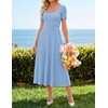 image:imageZESICA Womens Elegant Pleated Wedding Guest Midi Sweater DressLight Blue