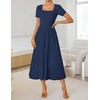 image:imageZESICA Womens Elegant Pleated Wedding Guest Midi Sweater DressNavy