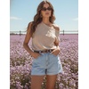 image:imageZESICA Womens Floral Off Shoulder Short Sleeve Sweater VestAlmond