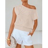 image:imageZESICA Womens Floral Off Shoulder Short Sleeve Sweater VestAlmond