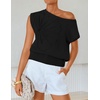 image:imageZESICA Womens Floral Off Shoulder Short Sleeve Sweater VestBlack