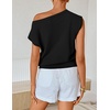 image:imageZESICA Womens Floral Off Shoulder Short Sleeve Sweater VestBlack