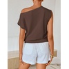 image:imageZESICA Womens Floral Off Shoulder Short Sleeve Sweater VestCoffee