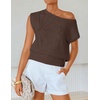 image:imageZESICA Womens Floral Off Shoulder Short Sleeve Sweater VestCoffee