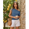 image:imageZESICA Womens Floral Off Shoulder Short Sleeve Sweater VestDustyblue