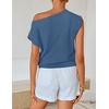 image:imageZESICA Womens Floral Off Shoulder Short Sleeve Sweater VestDustyblue