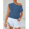 image:imageZESICA Womens Floral Off Shoulder Short Sleeve Sweater VestDustyblue