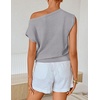 image:imageZESICA Womens Floral Off Shoulder Short Sleeve Sweater VestGrey