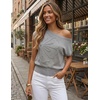 image:imageZESICA Womens Floral Off Shoulder Short Sleeve Sweater VestGrey