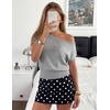 image:imageZESICA Womens Floral Off Shoulder Short Sleeve Sweater VestGrey