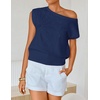 image:imageZESICA Womens Floral Off Shoulder Short Sleeve Sweater VestNavy