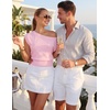 image:imageZESICA Womens Floral Off Shoulder Short Sleeve Sweater VestPink