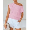 image:imageZESICA Womens Floral Off Shoulder Short Sleeve Sweater VestPink