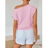 image:imageZESICA Womens Floral Off Shoulder Short Sleeve Sweater VestPink