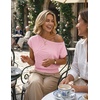 image:imageZESICA Womens Floral Off Shoulder Short Sleeve Sweater VestPink