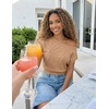 image:imageZESICA Womens Floral Off Shoulder Short Sleeve Sweater VestToffee