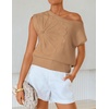 image:imageZESICA Womens Floral Off Shoulder Short Sleeve Sweater VestToffee