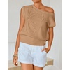 image:imageZESICA Womens Floral Off Shoulder Short Sleeve Sweater VestToffee