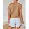 image:imageZESICA Womens Floral Off Shoulder Short Sleeve Sweater VestToffee
