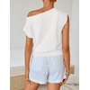image:imageZESICA Womens Floral Off Shoulder Short Sleeve Sweater VestWhite